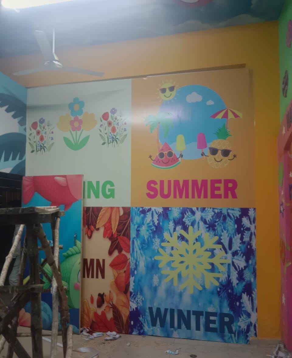 Four seasons theme wall — play school