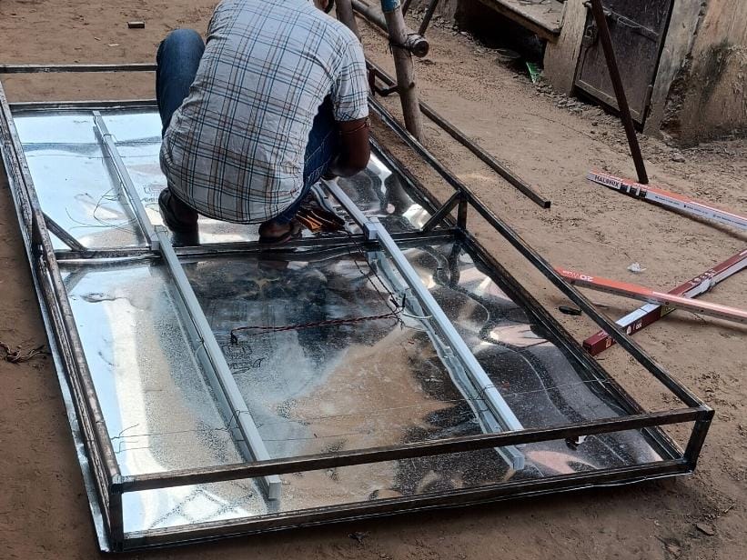 Sign board frame fabrication in progress